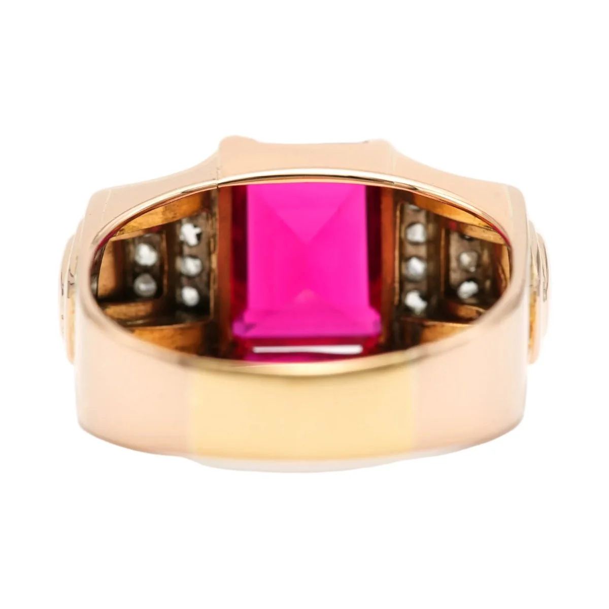 Bague Tank en or jaune, rubis et diamants - Image 4