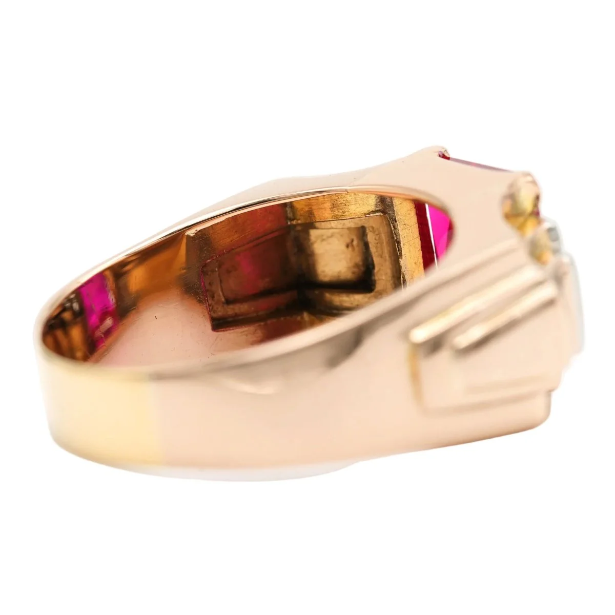 Bague Tank en or jaune, rubis et diamants - Image 5