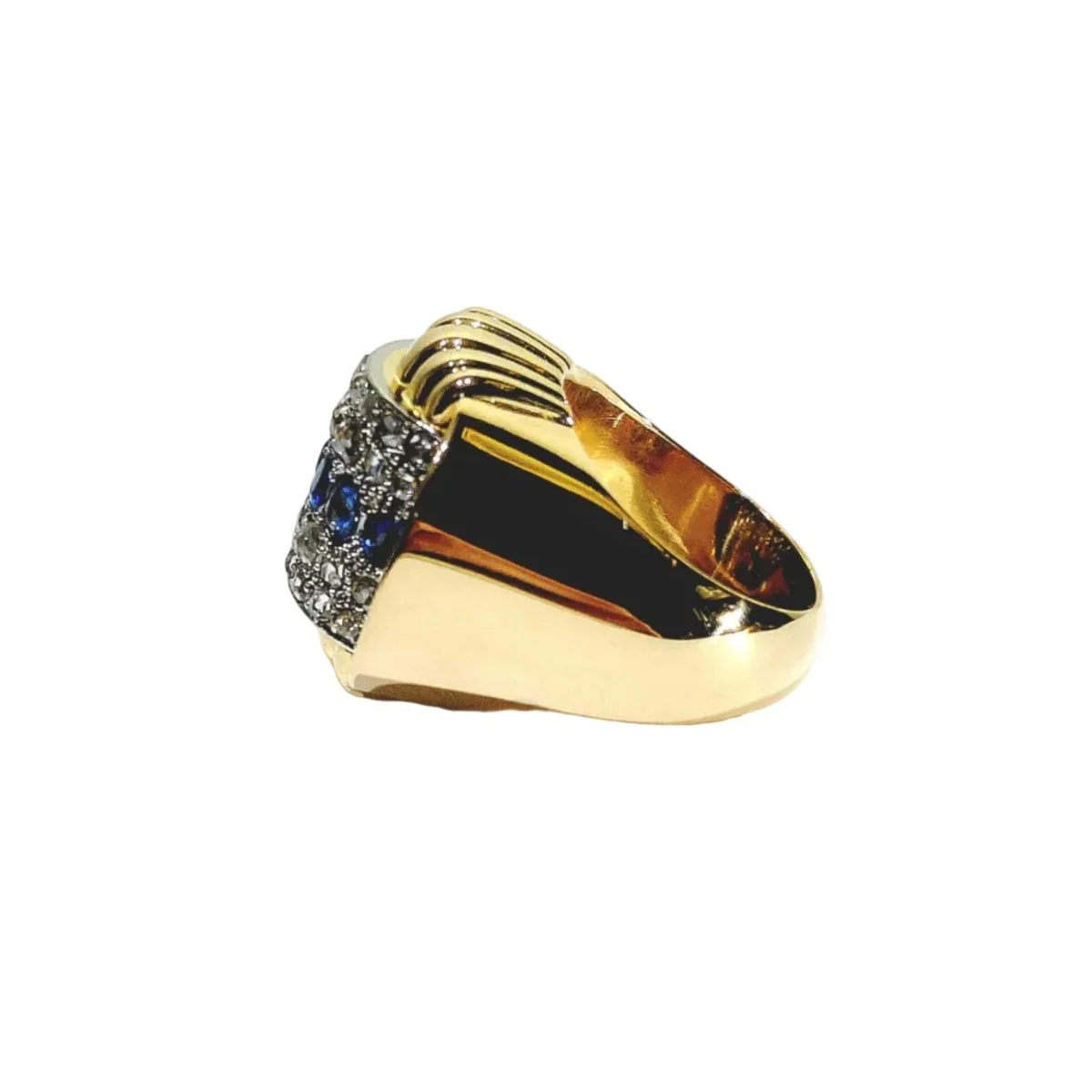 Bague Tank en or jaune, saphirs et diamants - Image 4