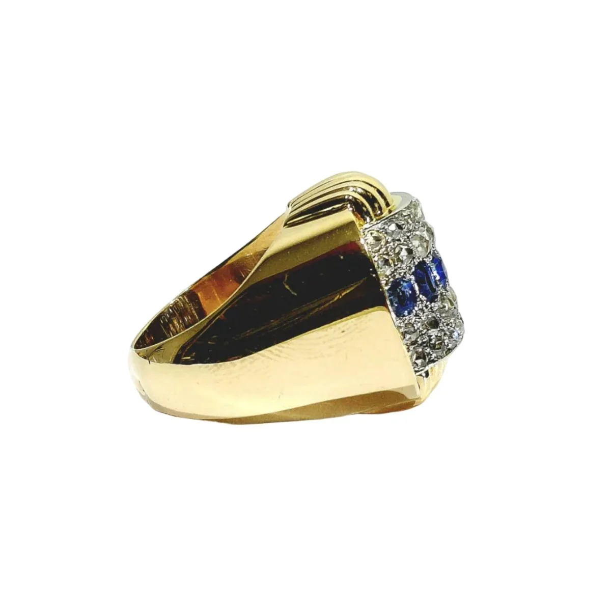 Bague Tank en or jaune, saphirs et diamants - Image 6