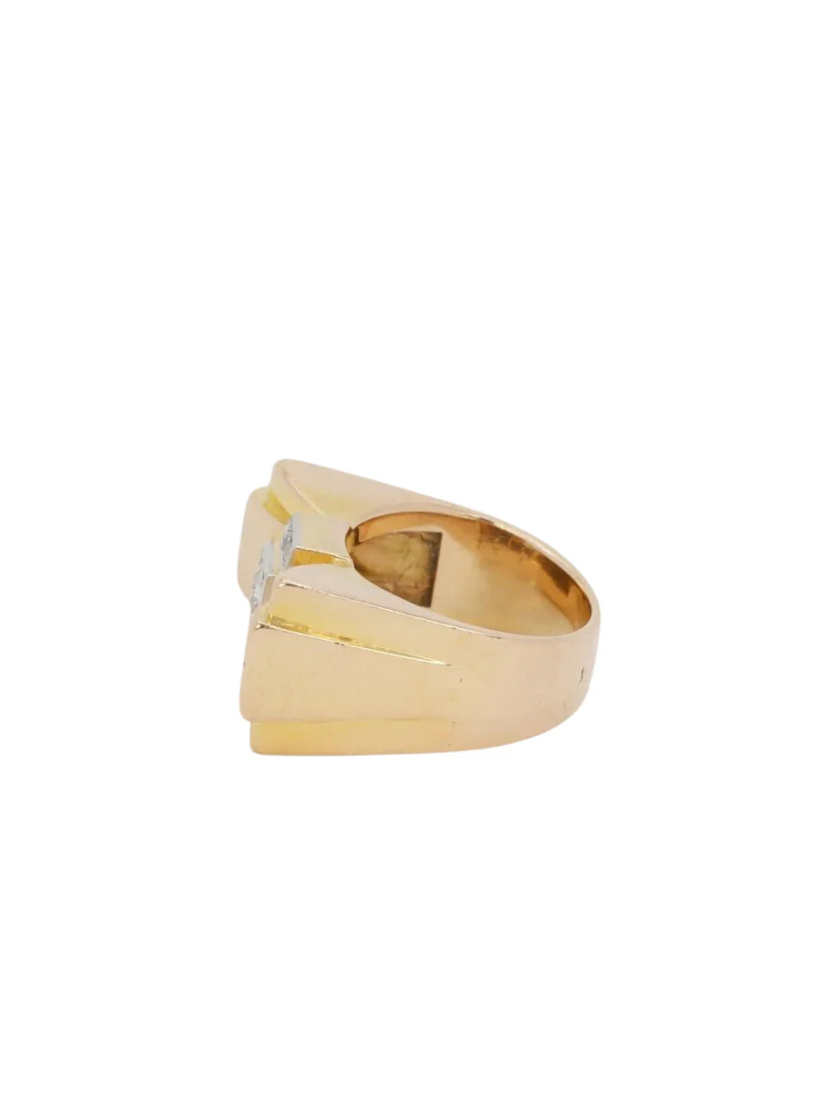 Bague Tank en or jaune, platine et diamant - Image 4