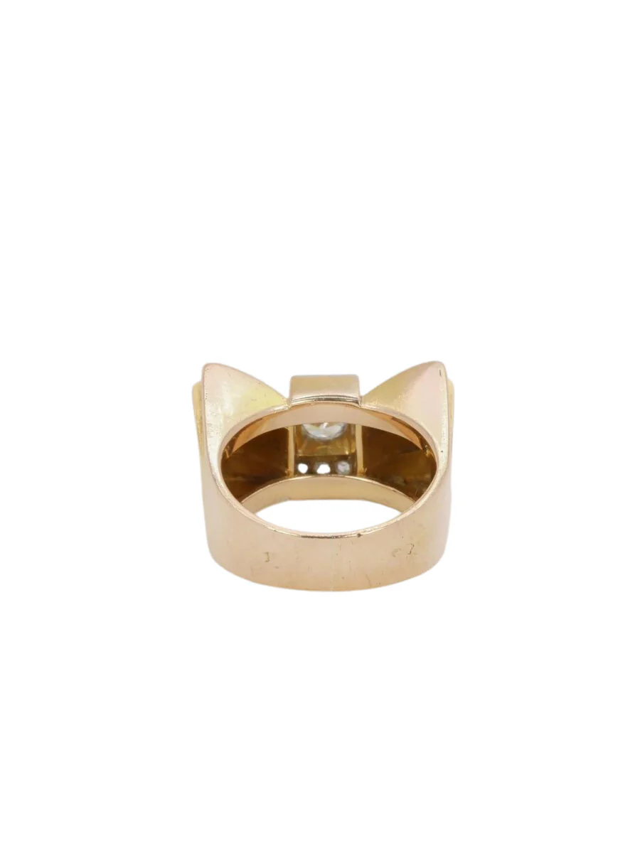 Bague Tank en or jaune, platine et diamant - Image 5