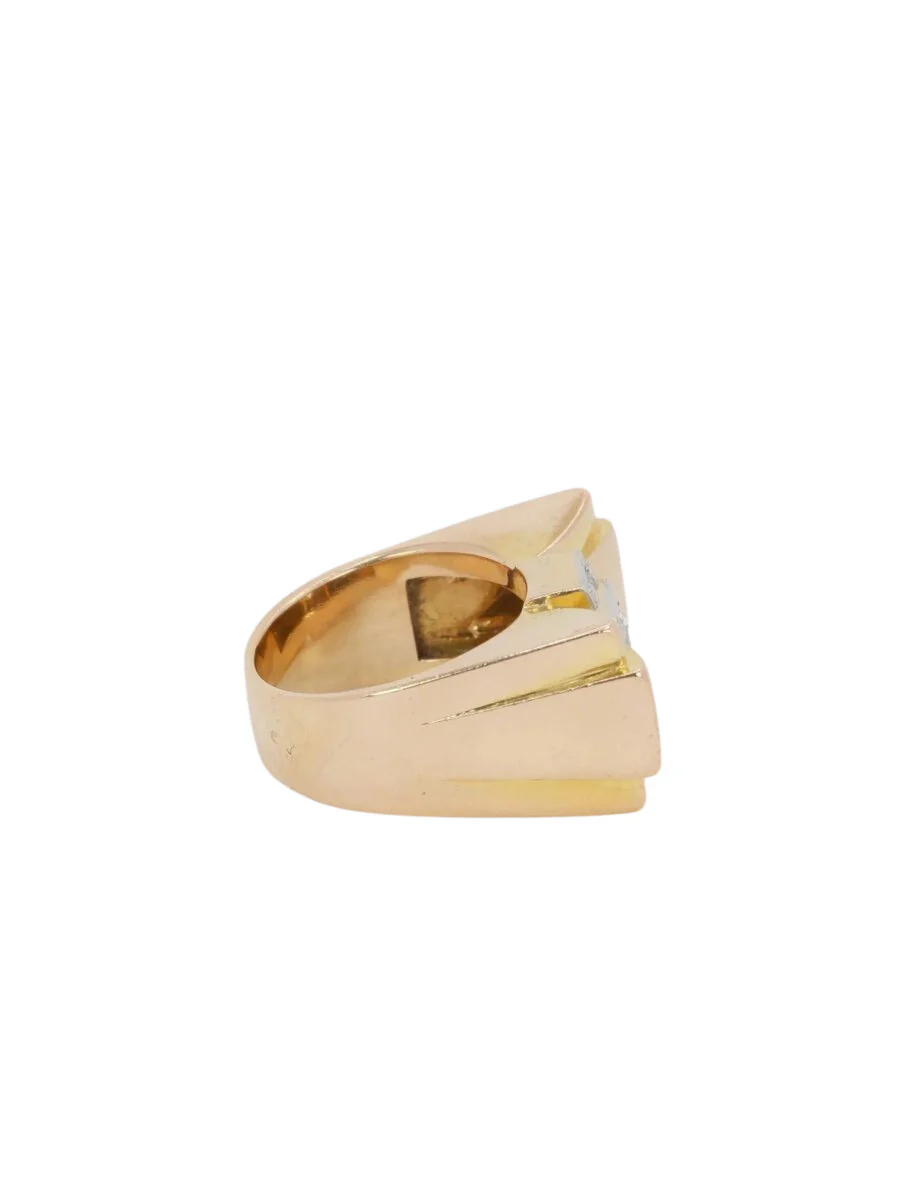 Bague Tank en or jaune, platine et diamant - Image 6