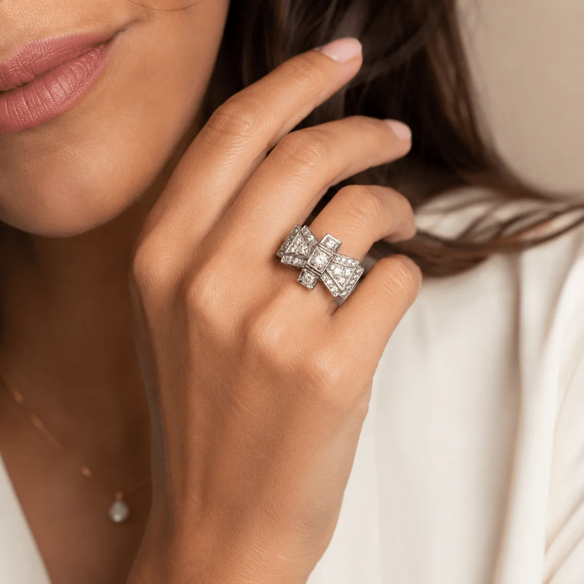 Bague Tank en or rose et diamants - Image 2