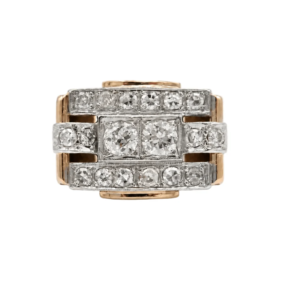 Bague Tank en or rose et diamants