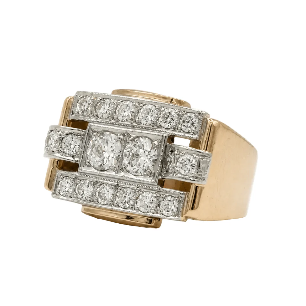 Bague Tank en or rose et diamants - Image 3