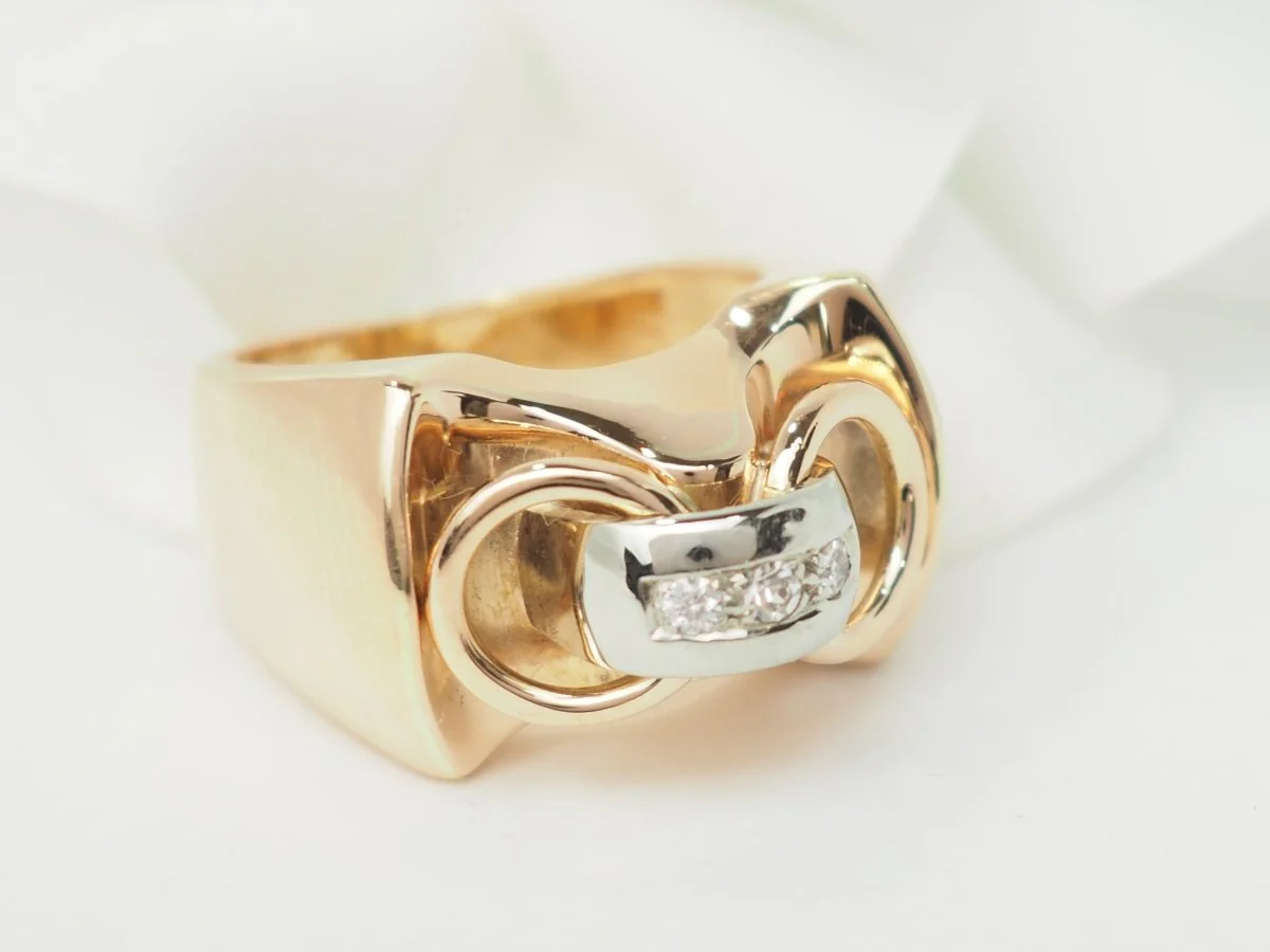Bague Tank en or rose et diamants - Image 3