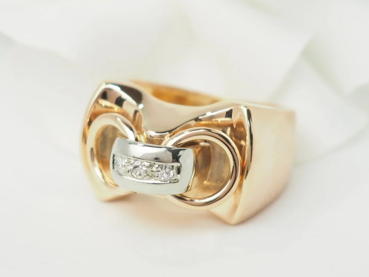 Bague Tank en or rose et diamants - Image 4