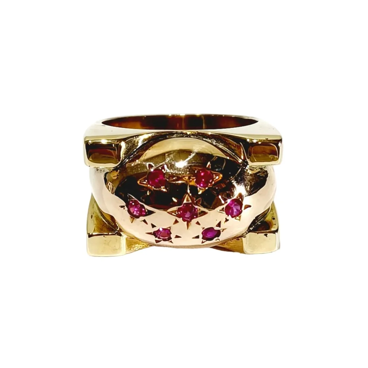 Bague Tank en or rose et rubis