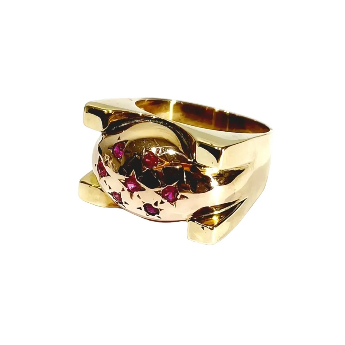 Bague Tank en or rose et rubis - Image 3