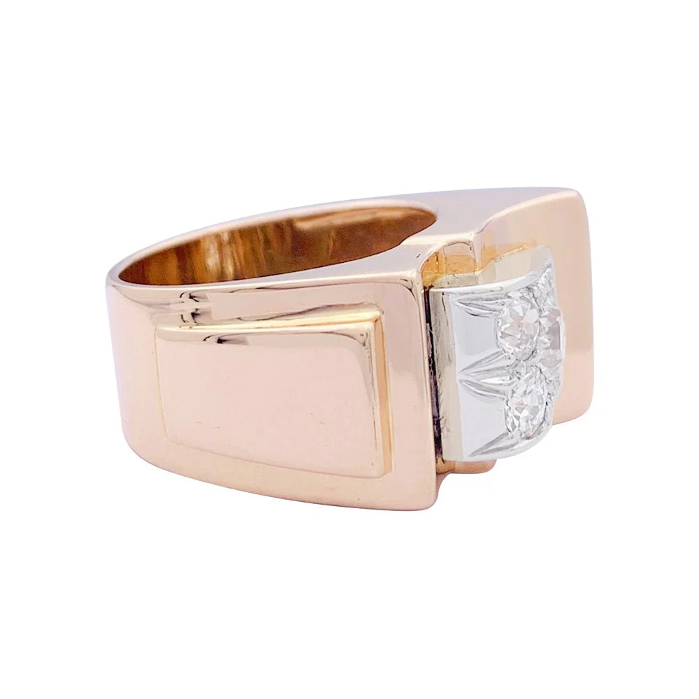 Bague Tank en or rose, platine, diamants. - Image 2