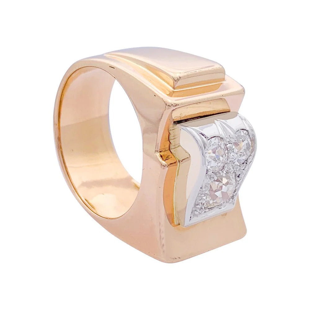 Bague Tank en or rose, platine, diamants. - Image 5