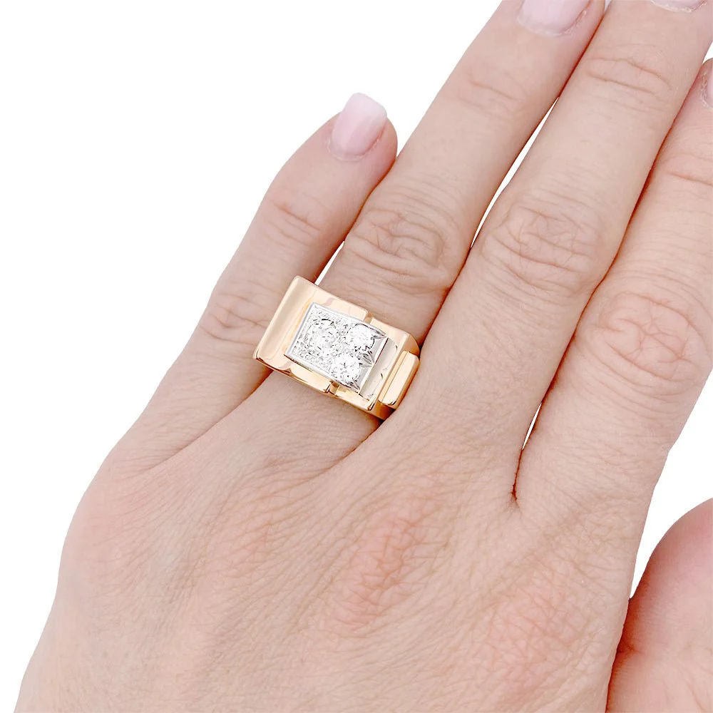 Bague Tank en or rose, platine, diamants. - Image 7