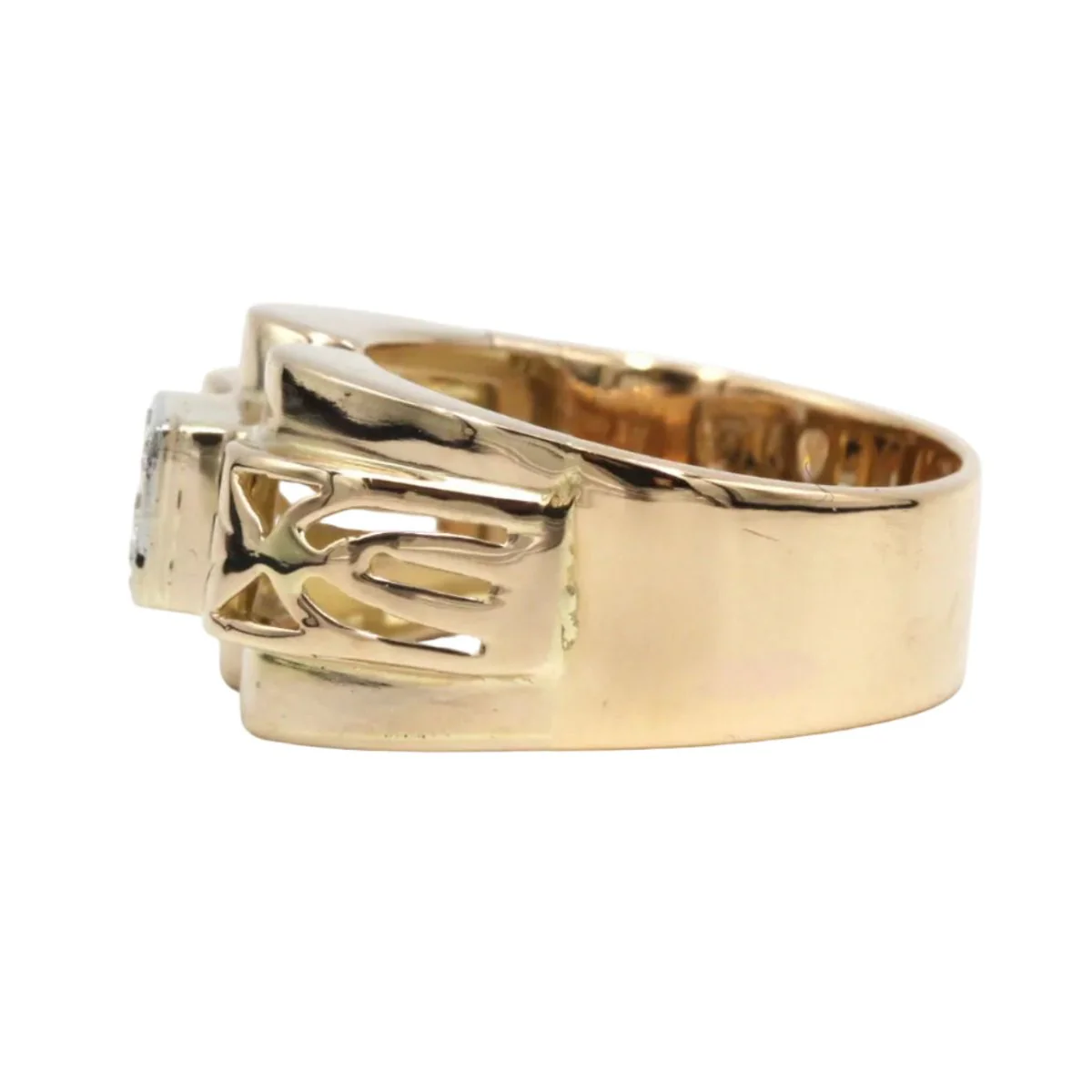 Bague Tank en or rose, platine et diamant - Image 3