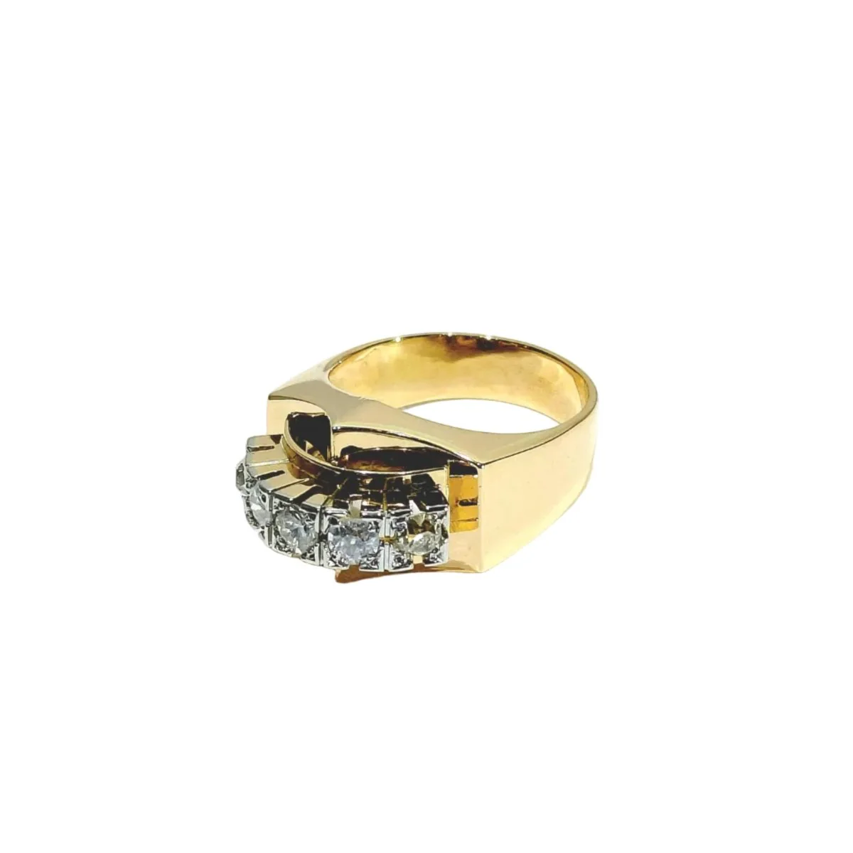 Bague Tank en or rose, platine et diamants - Image 3