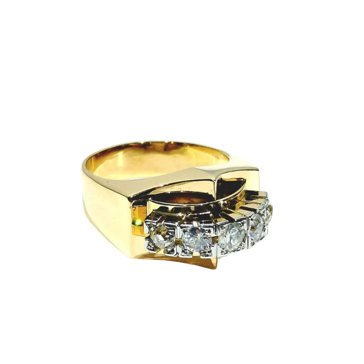 Bague Tank en or rose, platine et diamants - Image 7