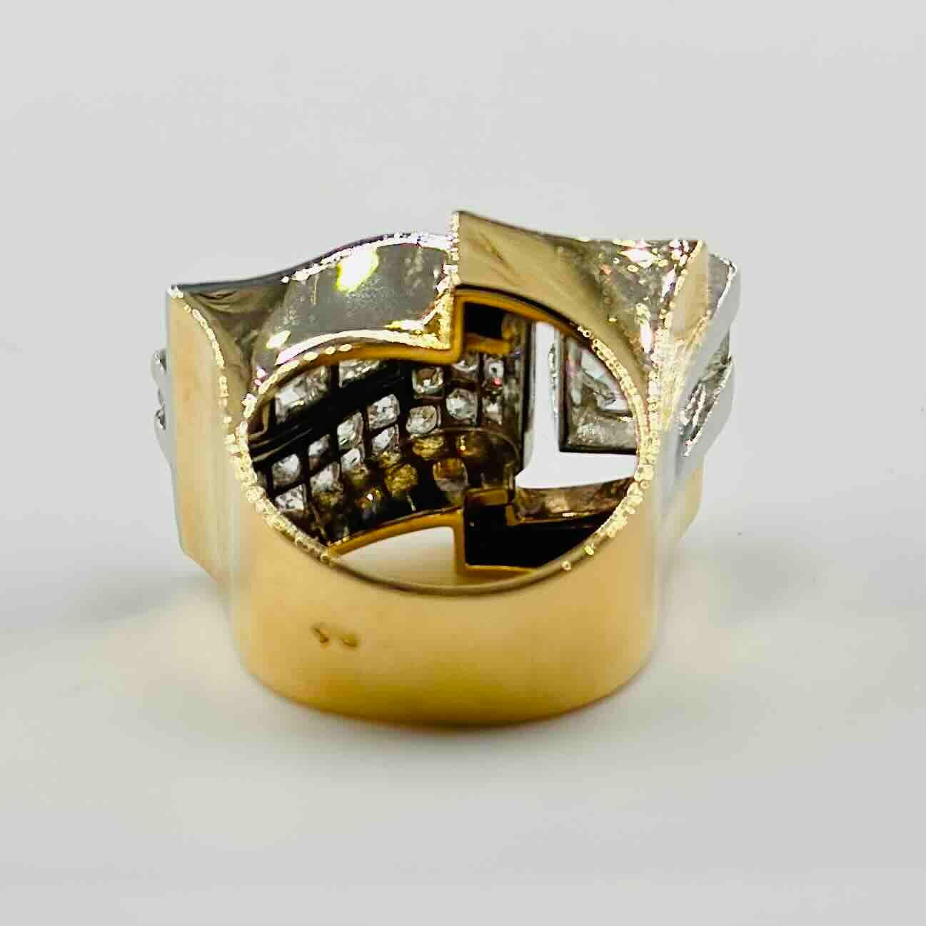 Bague tank en or rose platine et diamants - Image 3