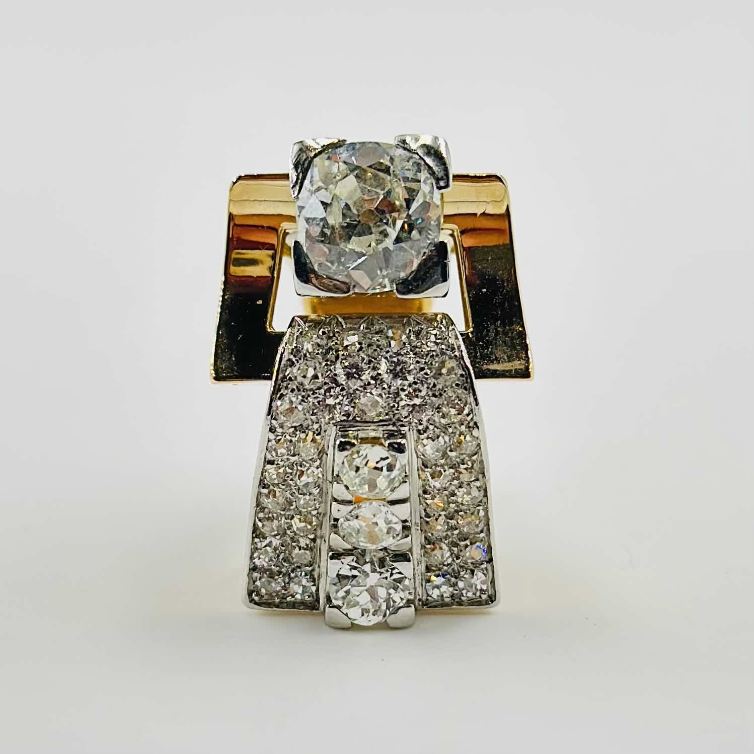 Bague tank en or rose platine et diamants - Image 4