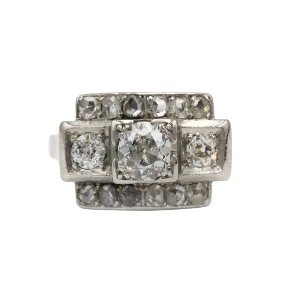 Bague Tank en platine et diamants