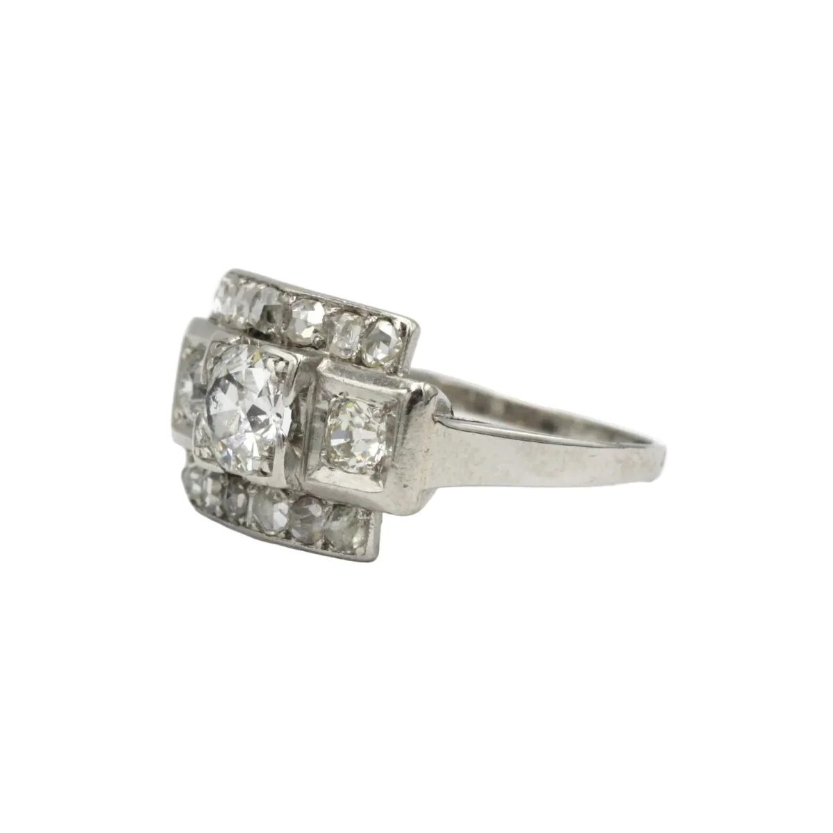 Bague Tank en platine et diamants - Image 2