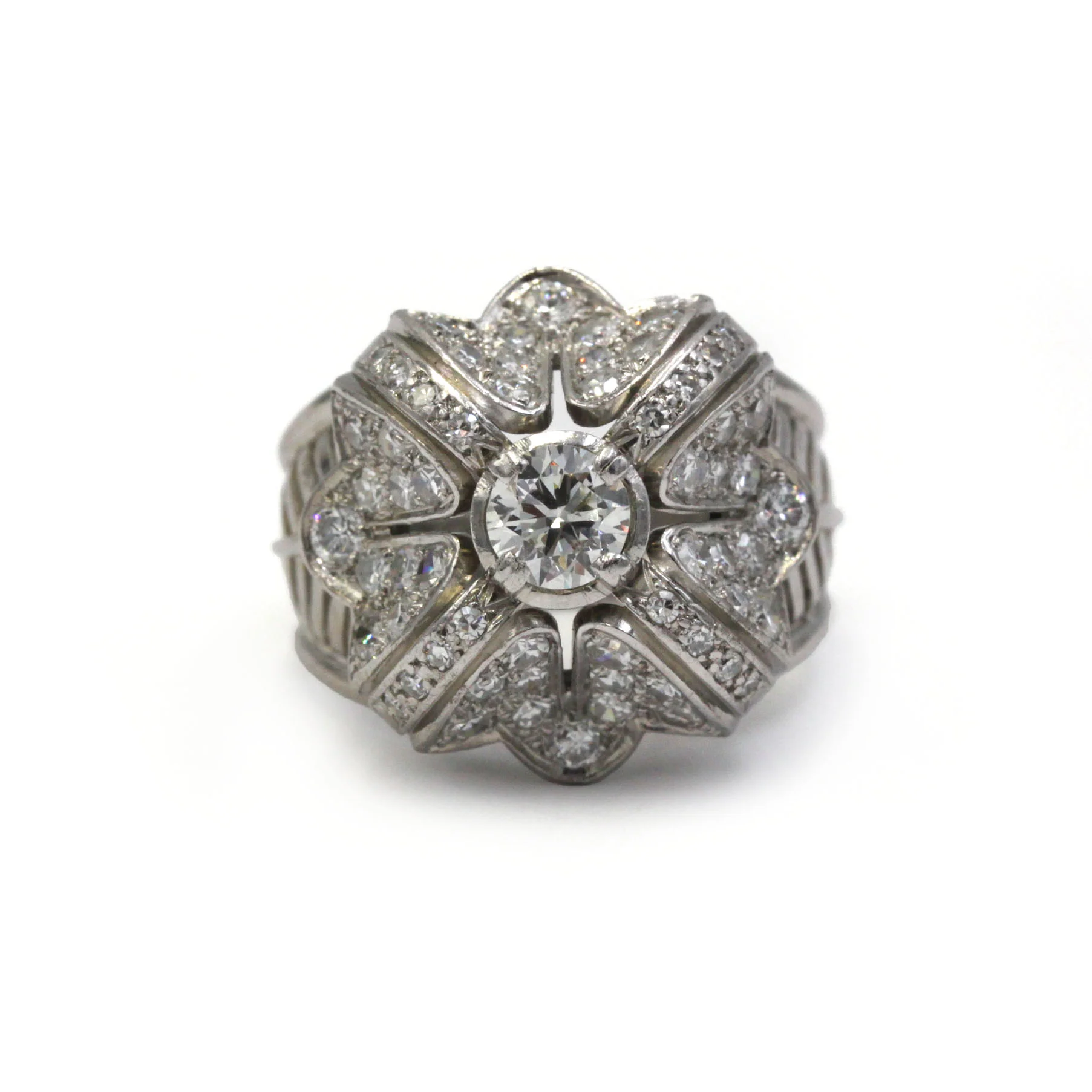 Bague Tank en platine et diamants