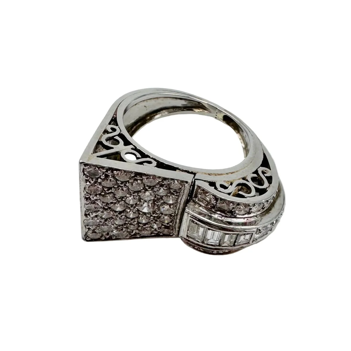 Bague Tank en platine et diamants - Image 2
