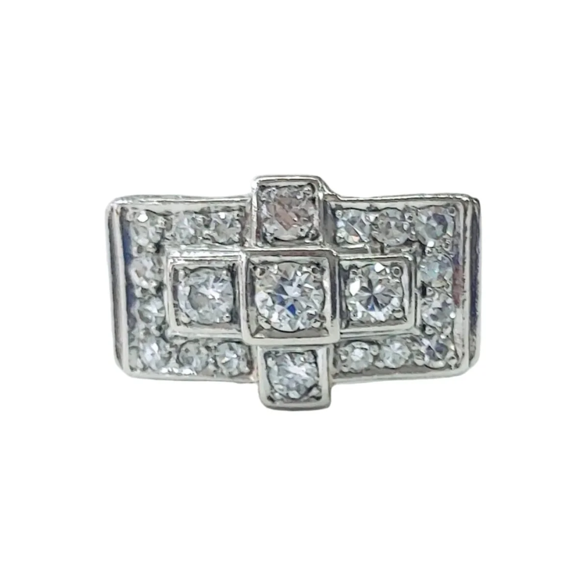 Bague Tank en platine et diamants