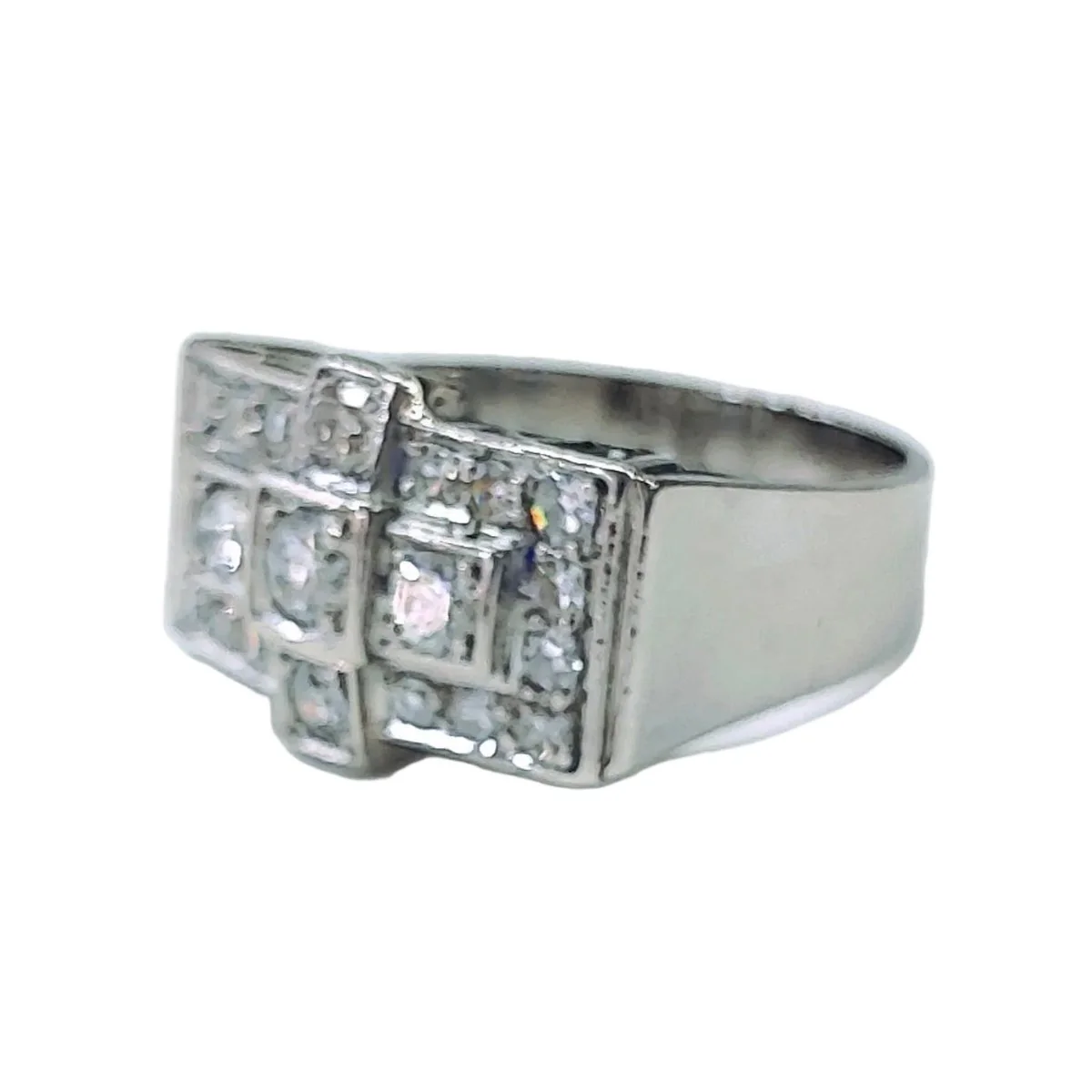 Bague Tank en platine et diamants - Image 3