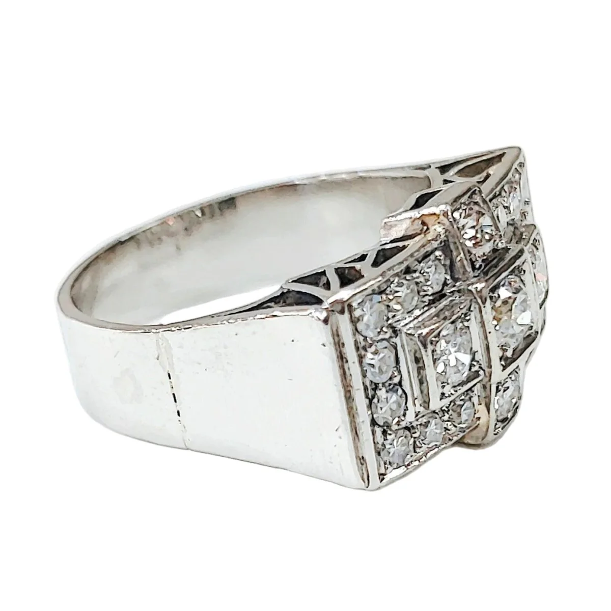 Bague Tank en platine et diamants - Image 5