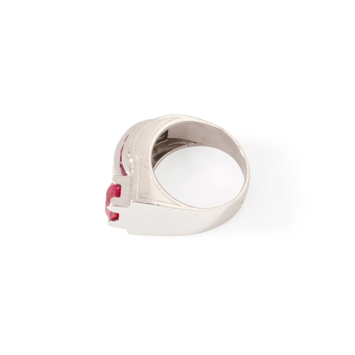 Bague Tank en platine, rubis et diamants - Image 5