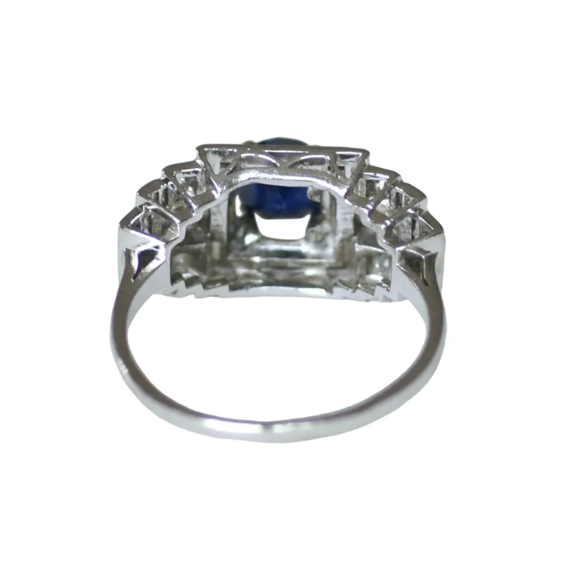 Bague Tank en platine, saphir et diamants - Image 9
