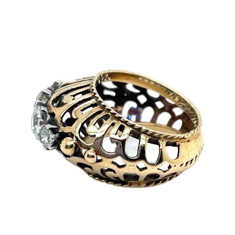 Bague tank jarretière en or jaune et diamants - Image 2