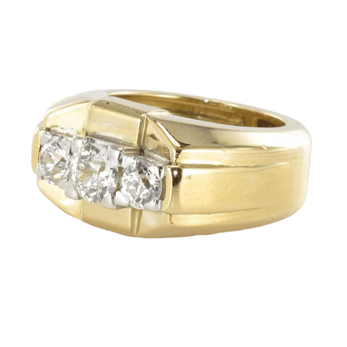 Bague Tank en or jaune, platine et diamants - Image 3