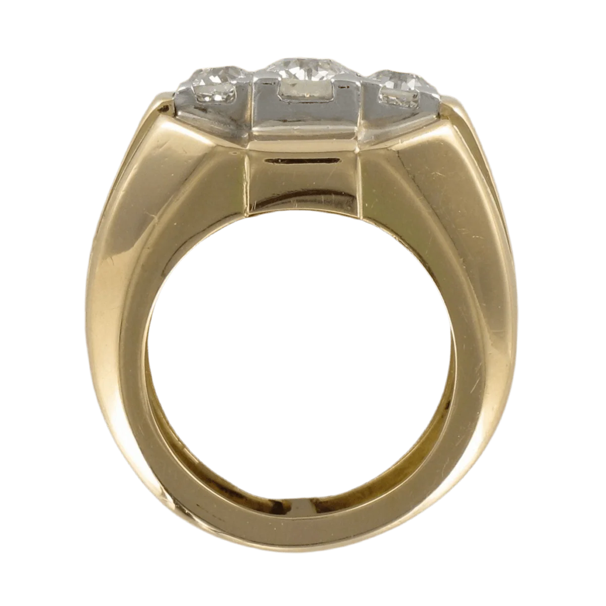 Bague Tank en or jaune, platine et diamants - Image 4