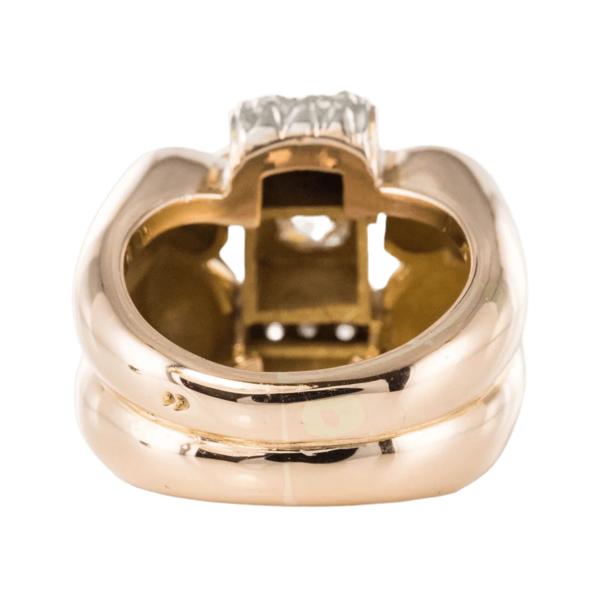 Bague Tank en or rose, platine et diamant - Image 4