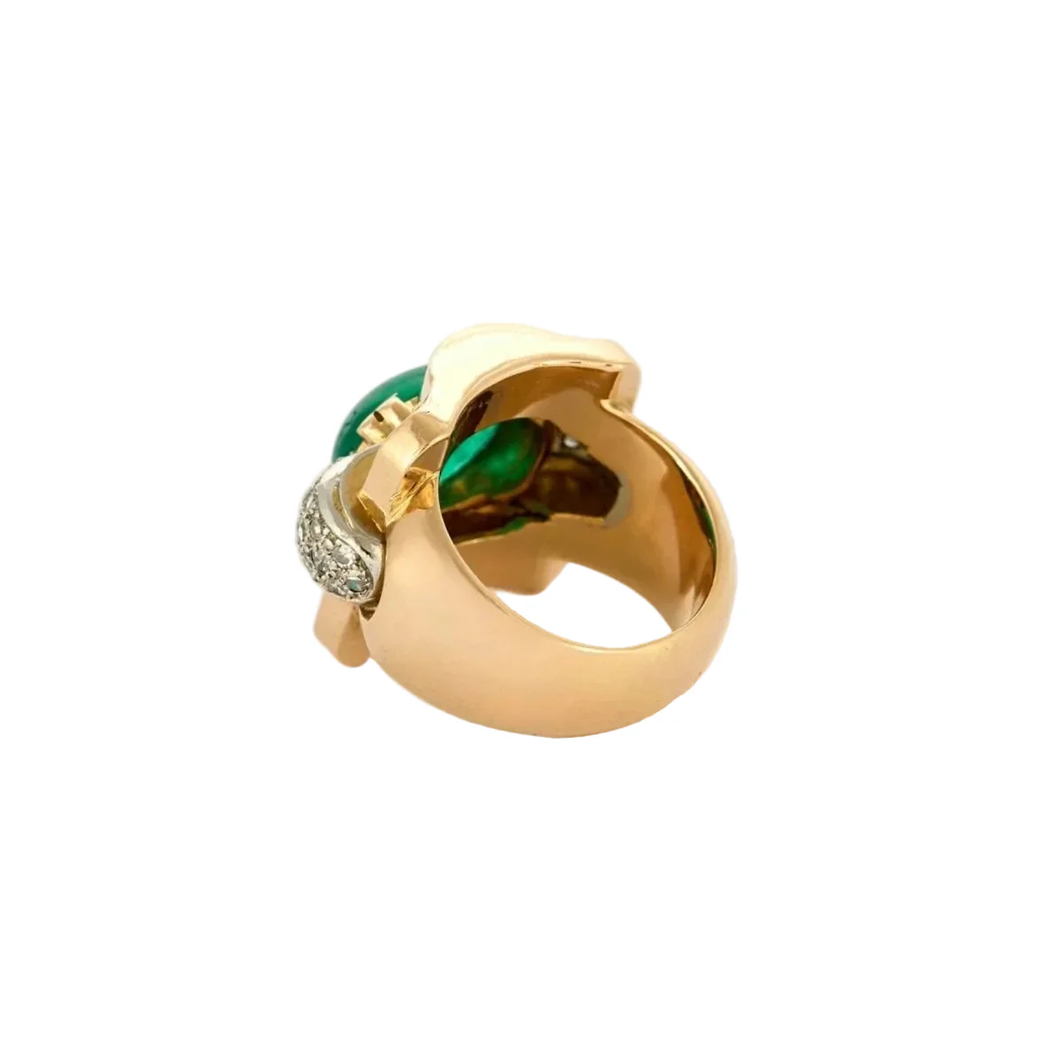 Bague Tank MELLERIO en or jaune, platine, émeraude et diamants - Image 5