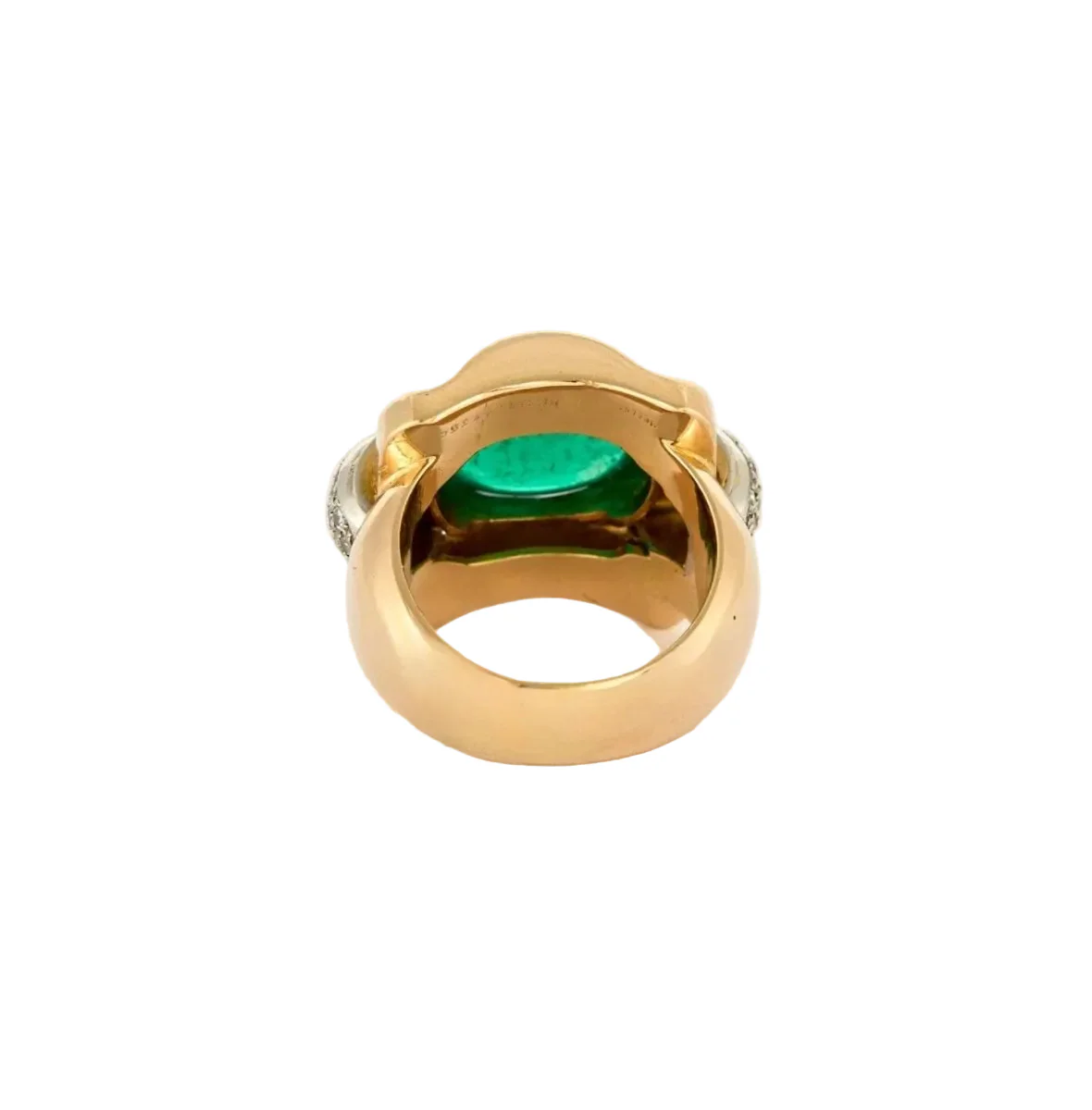 Bague Tank MELLERIO en or jaune, platine, émeraude et diamants - Image 6