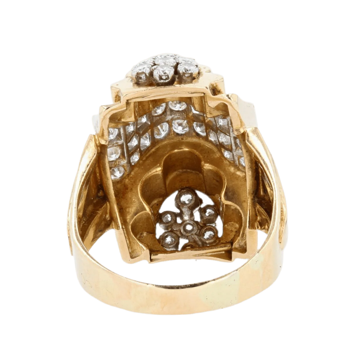 Bague Tank en or jaune, platine et diamants - Image 4