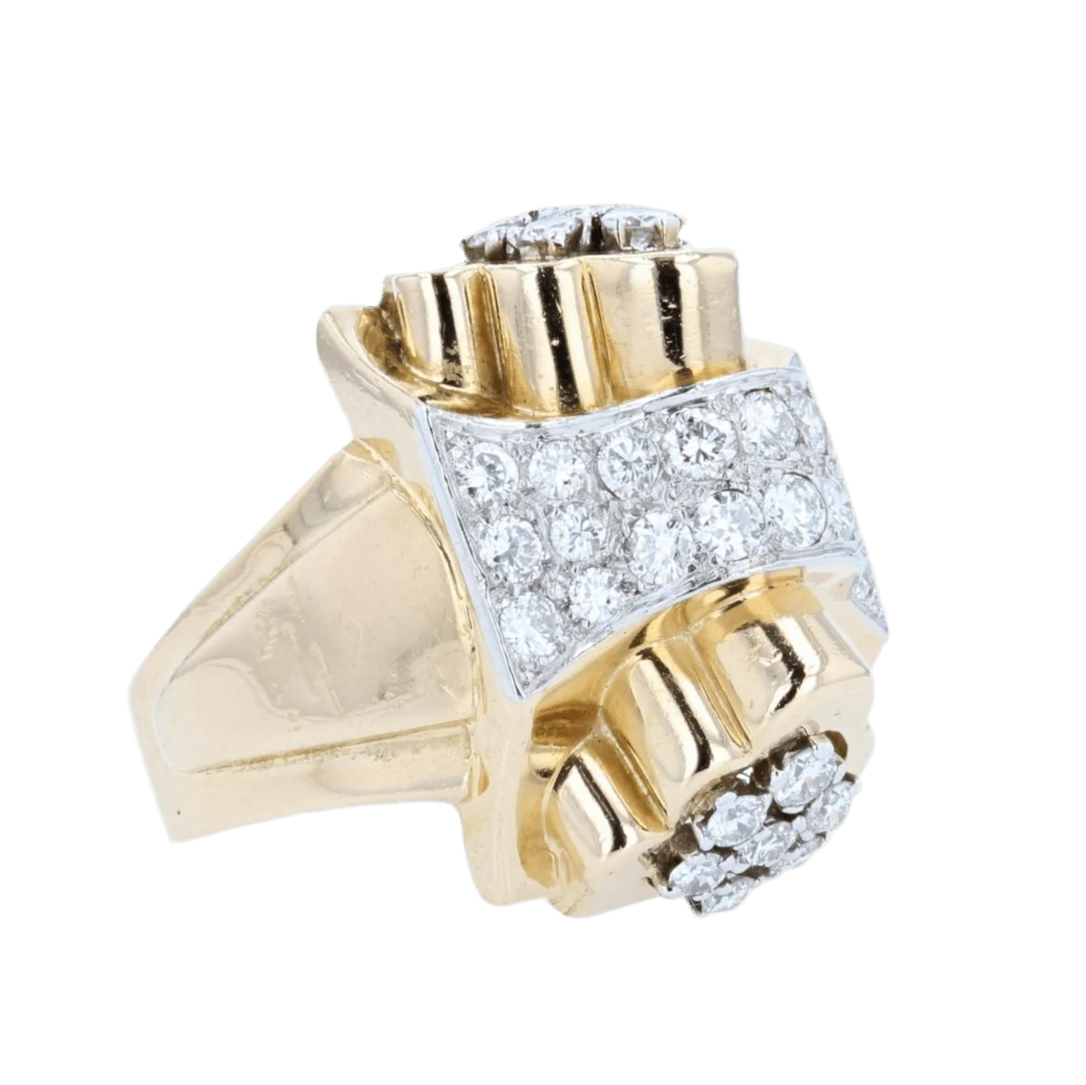 Bague Tank en or jaune, platine et diamants - Image 5