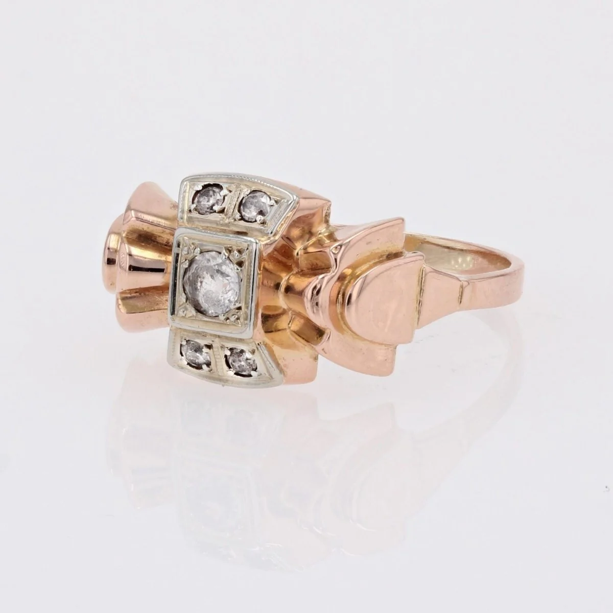 Bague Tank en or rose et saphirs - Image 3
