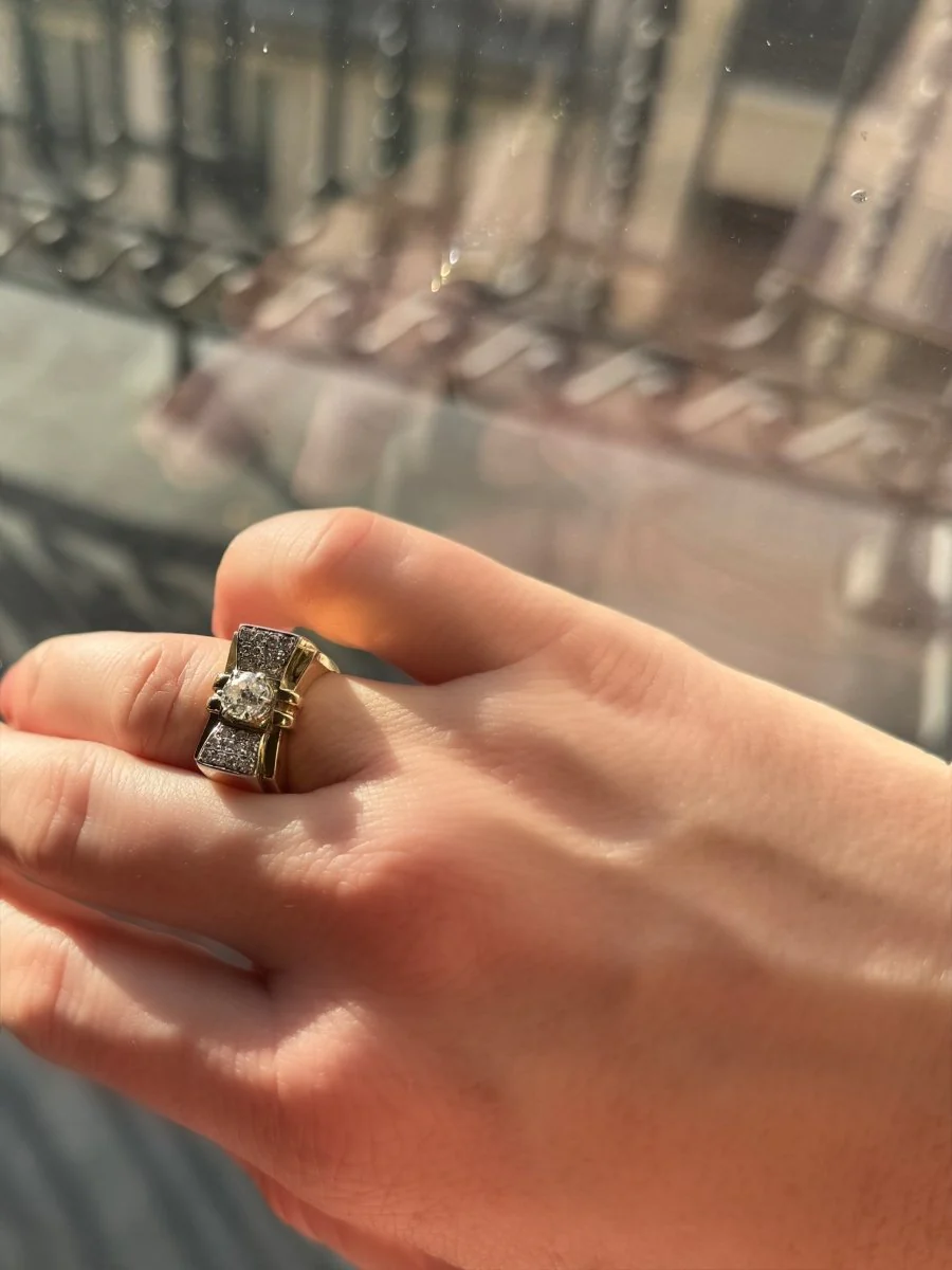 Bague Tank en or blanc, or jaune, platine et diamants - Image 6