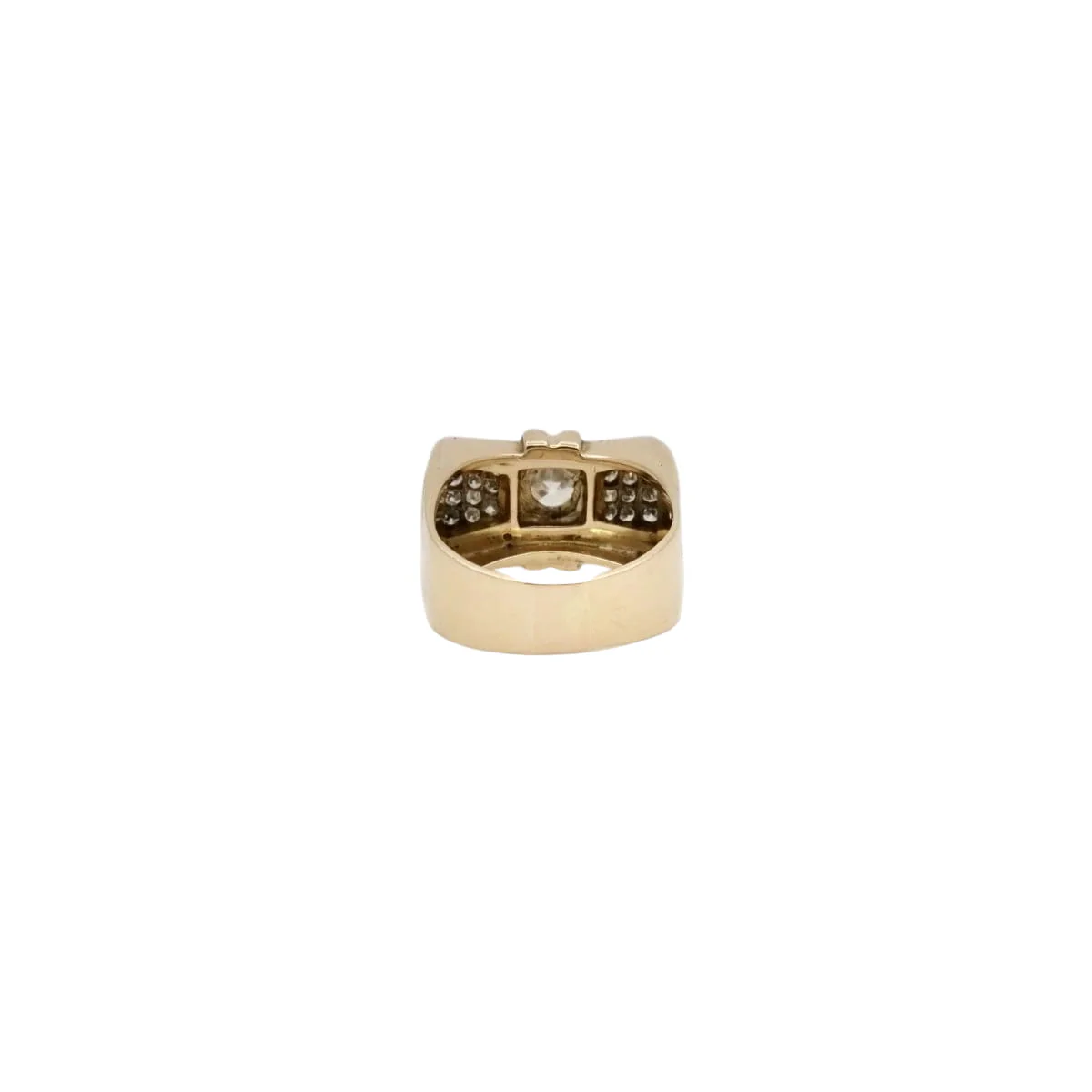 Bague tank noeud en or jaune, or gris et platine avec diamant - Image 4