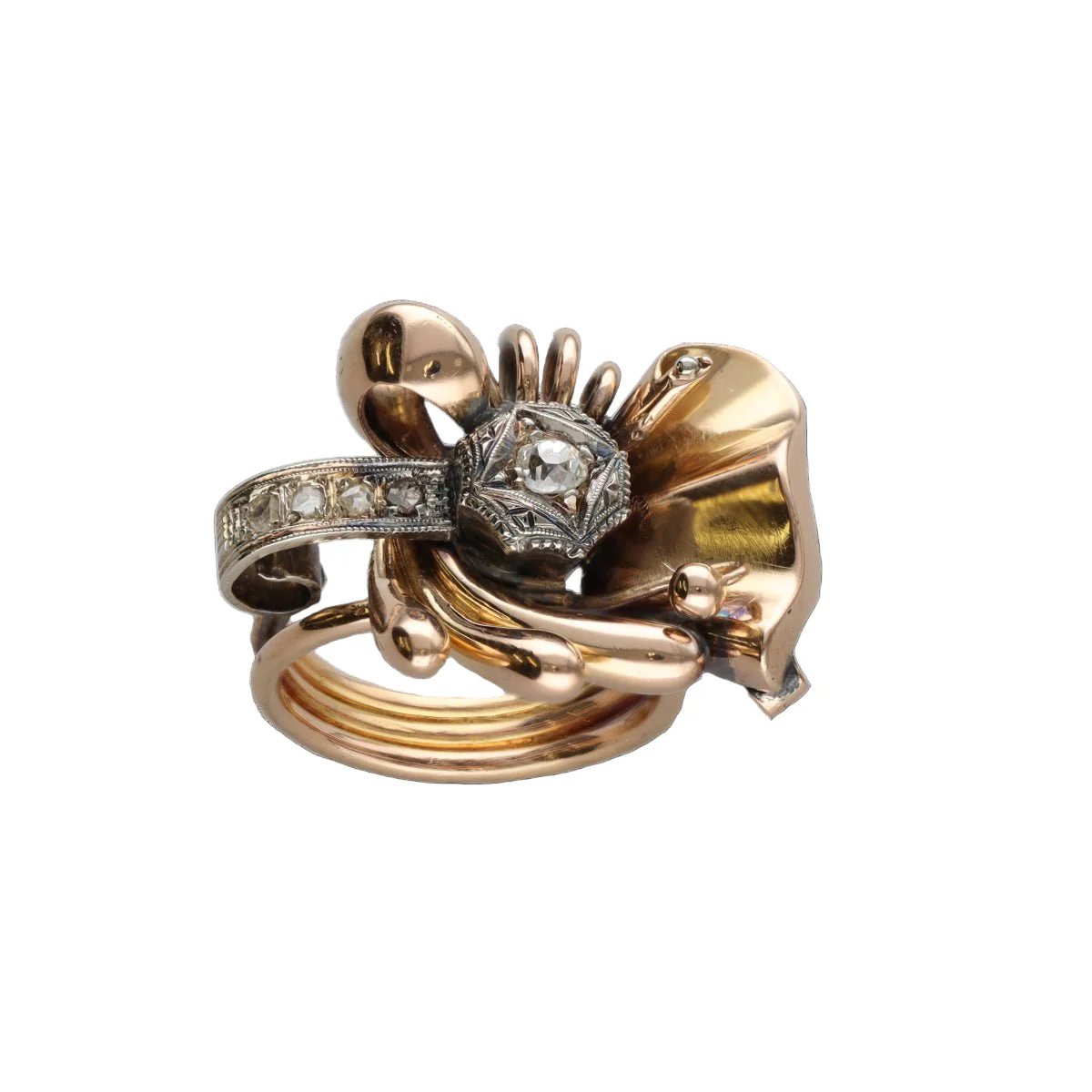 Bague Tank en or jaune et diamants