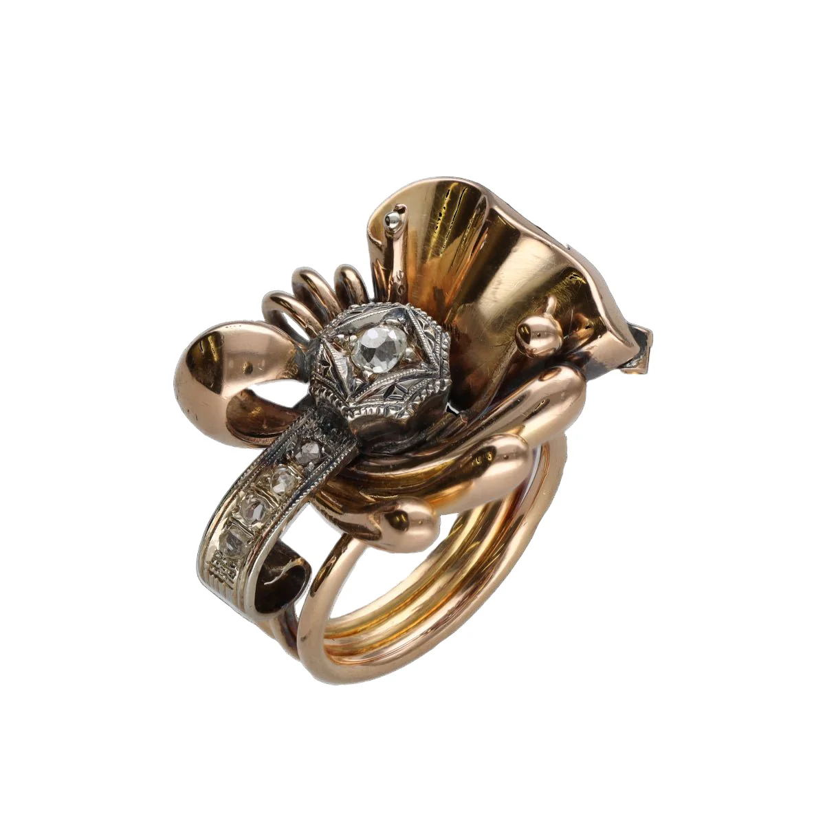 Bague Tank en or jaune et diamants - Image 3