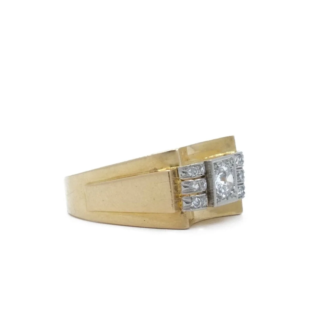 Bague tank en or jaune et platine - Image 4