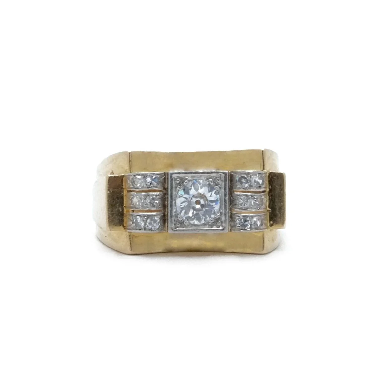 Bague tank en or jaune et platine - Image 3