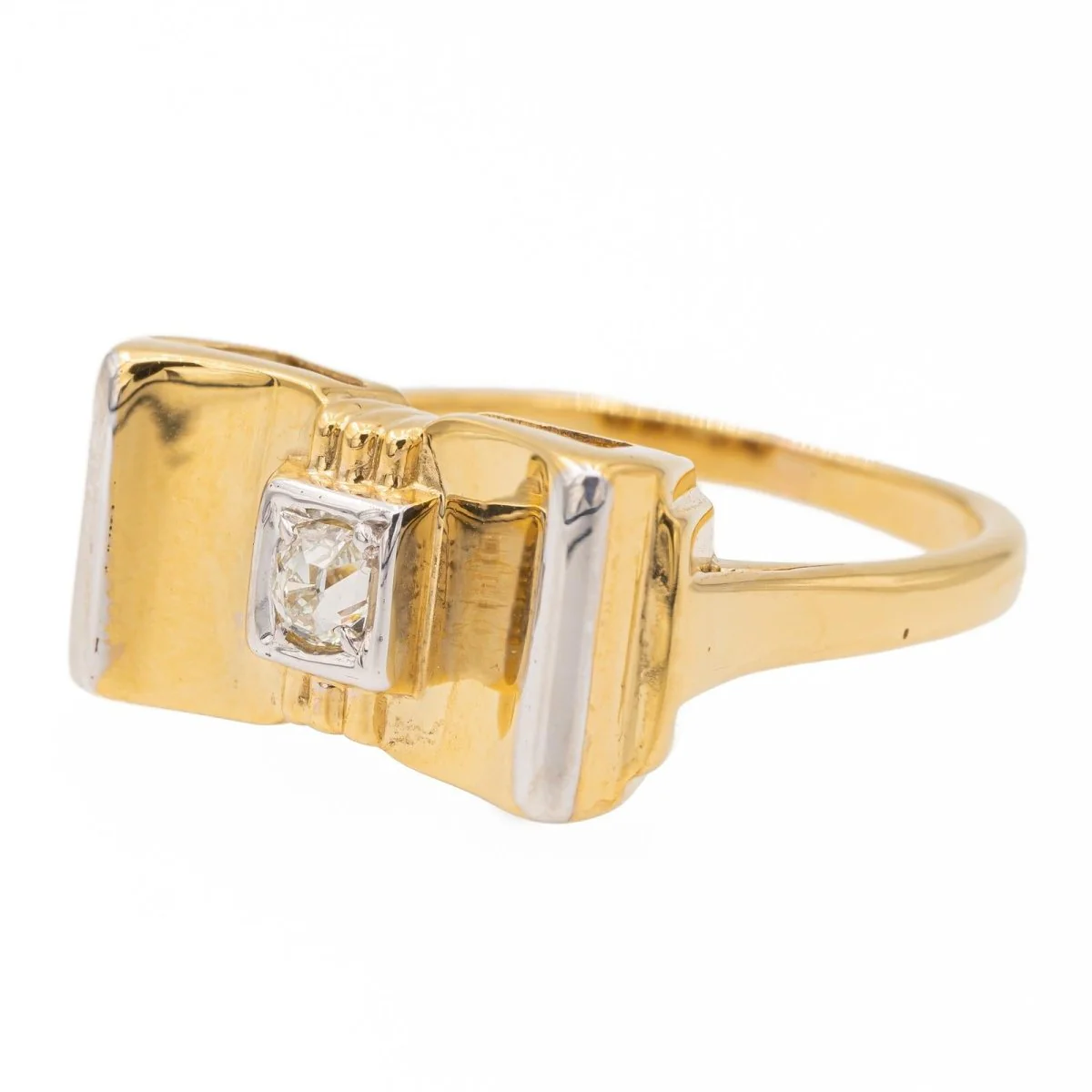 Bague Tank Or jaune Diamant - Image 3