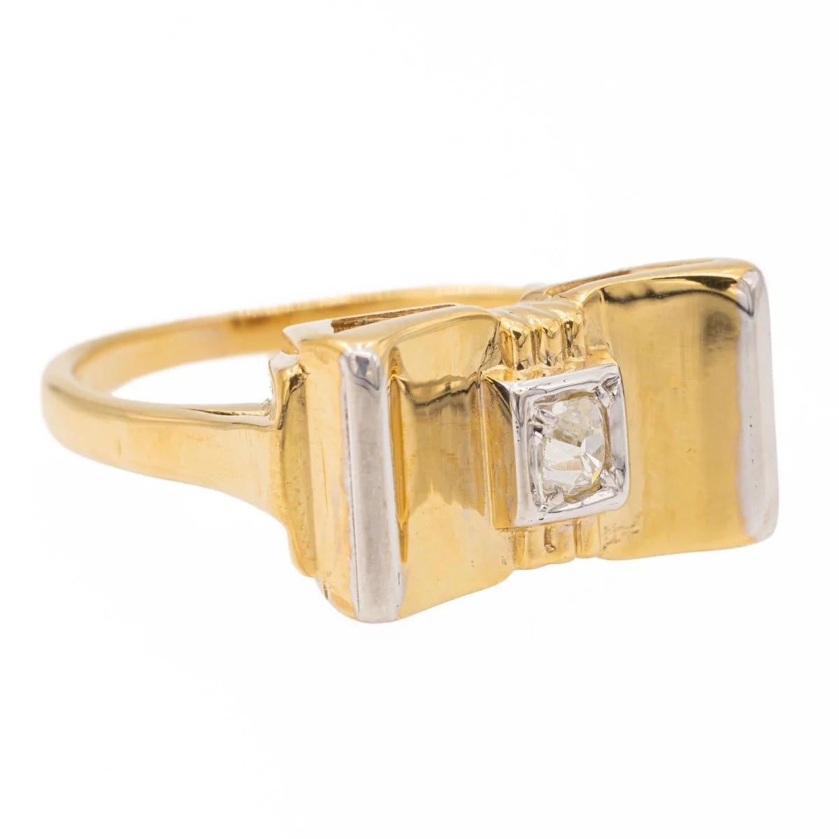 Bague Tank Or jaune Diamant - Image 7