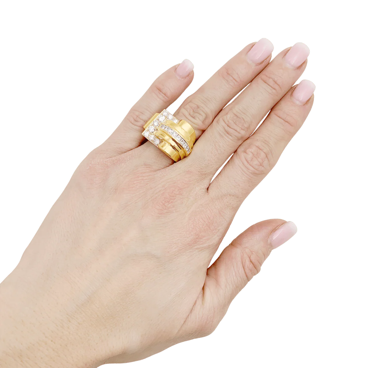 Bague Tank en or jaune et diamants - Image 2