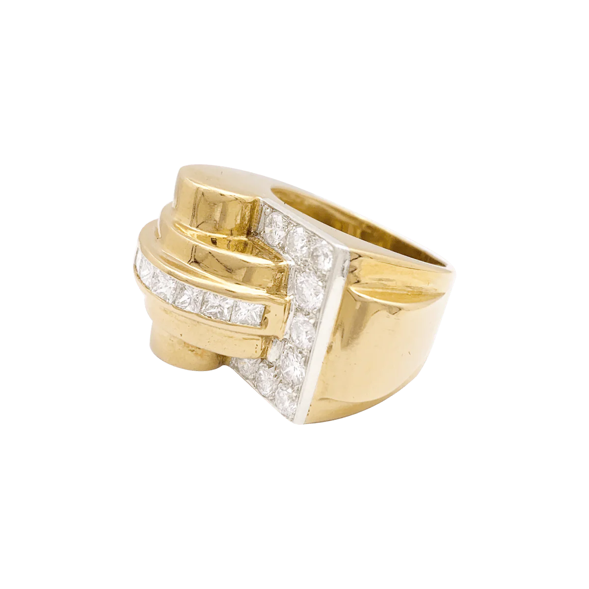 Bague Tank en or jaune et diamants - Image 3